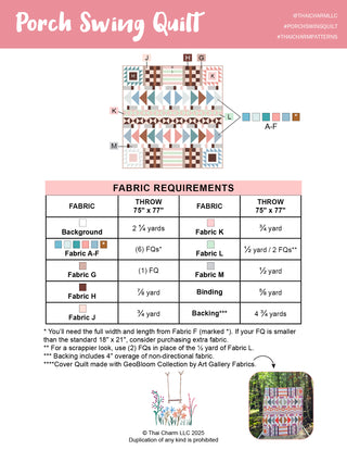Porch Swing Quilt Pattern (Download)