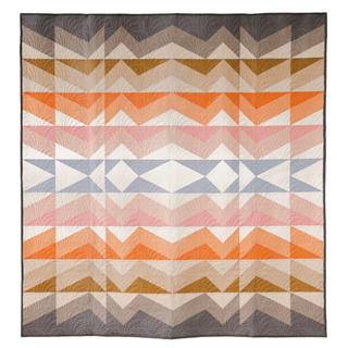 Rocky Coast Quilt Pattern (Download) quilt by Toad & Sew featuring a geometric modern design in warm earth tones and soft blues, perfect for confident beginner and intermediate quilters.