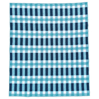 Linear Quilt Pattern (Download) modern geometric quilt in teal navy and white by Homemade Emily Jane