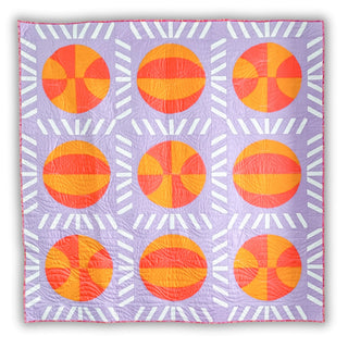 Nothin' But Net Quilt Pattern (Download) by Jessica Steele Design featuring nine colorful basketball blocks with strip pieced sashing in a modern quilt design